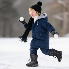 Youth Kids Cold Weather Winter Snow Boots (7 Toddler, Black)
