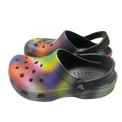 Crocs Kids Classic Clogs Rainbow Tie Dye Black Multi Color Slip On Shoes J1