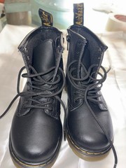 Dr. Martens 1460 T Black Leather Lace-Up Ankle Combat Boot Kids US 10 EU 27