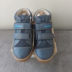 Size 11 Kids RenBut High Top Leather Easy Close Unsex Blue/Tan Sneakers Shoes