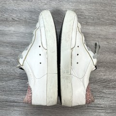Golden Goose Superstar White Purple Star Rose Gold Glitter Heel Sneaker Size 31