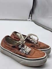Vans Shoes Kids Size 11.5 Brown Canvas Lace Up Skate Low Top Stained Sneakers