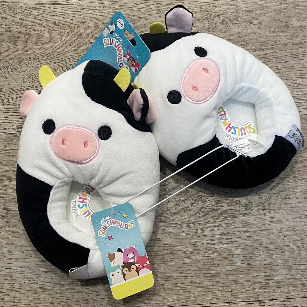 NEW Squishmallow Conner Cow Soft Comfortable Plush Slippers Kids – Size 11/12