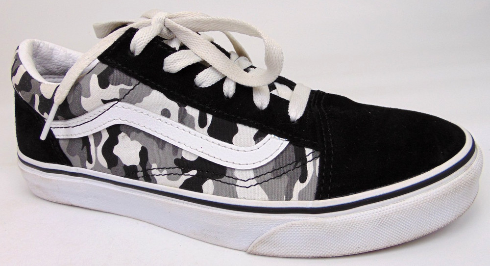 VANS Old Skool Low Top Skateboard Sneakers Youth Kids Size 6.5 Black White Suede