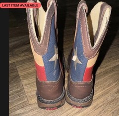 Lil Durango Texas Flag Red White Blue Western Cowboy Boots Youth Kids Sz 8.5