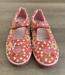 Lelli Kelly Pink/White Polka Dot Floral Beaded Mary Jane Leather EU 34 US 2.5-3