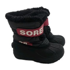 SOREL Children’s Snow Commander Boots Child Size 13 Black Red Youth