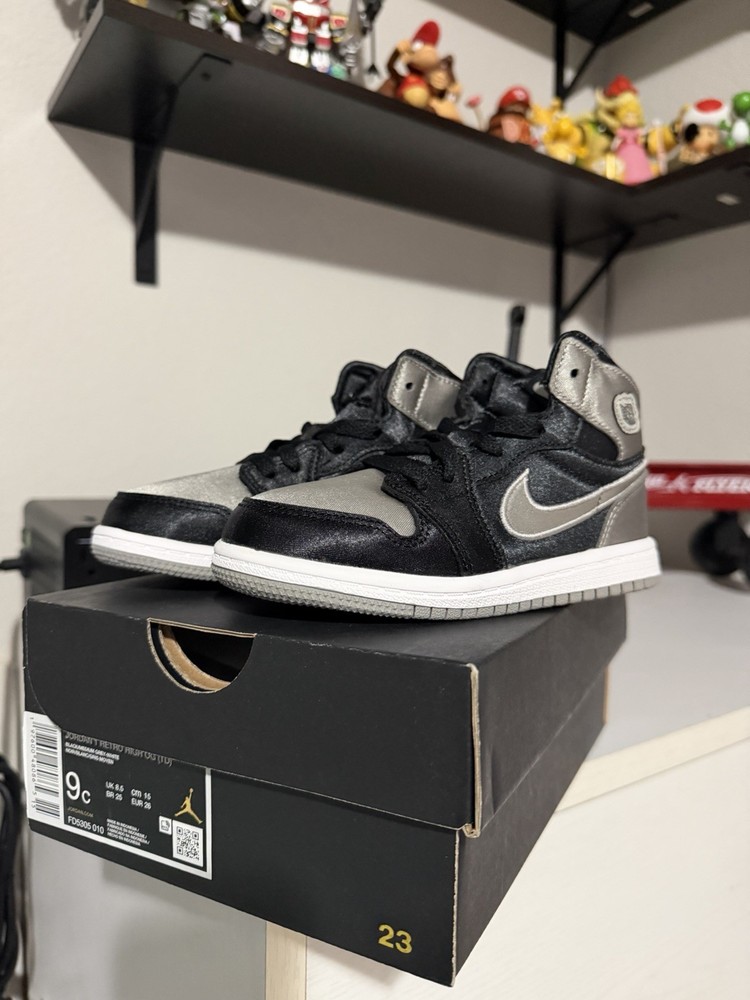 Jordan 1 Retro High OG Satin Shadow PS FD5304 010 Black/Grey Size 9c Brand New