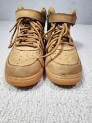 Air Force 1 Mid WB PS Leather Wheat ‚Flax’Rubber Sole Sz 2Y