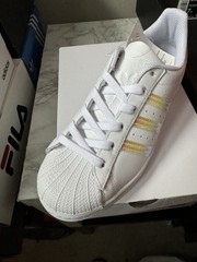 Adidas Superstar Low White Iridescent – FV3139 Big Kids GS size 6,6.5 New w Box