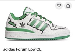 Adidas Forum Low CL Youth Size 12 Minecraft White With Green Stripes