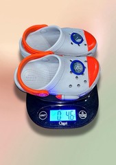 Crocs Rocket Ship Gray Orange Kids C7 Toddler Space Clogs EUC Unisex