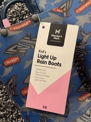 Member’s Mark Kids Light Up Shark Rain Boots Blue Waterproof Size 7/8 NEW