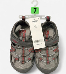 OshKosh B’gosh Abe Hook & Loop Machine Washable Gray/Red Sneaker US 7
