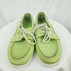 Sperry Youth boat shoe size 3M top sider, green leather upper