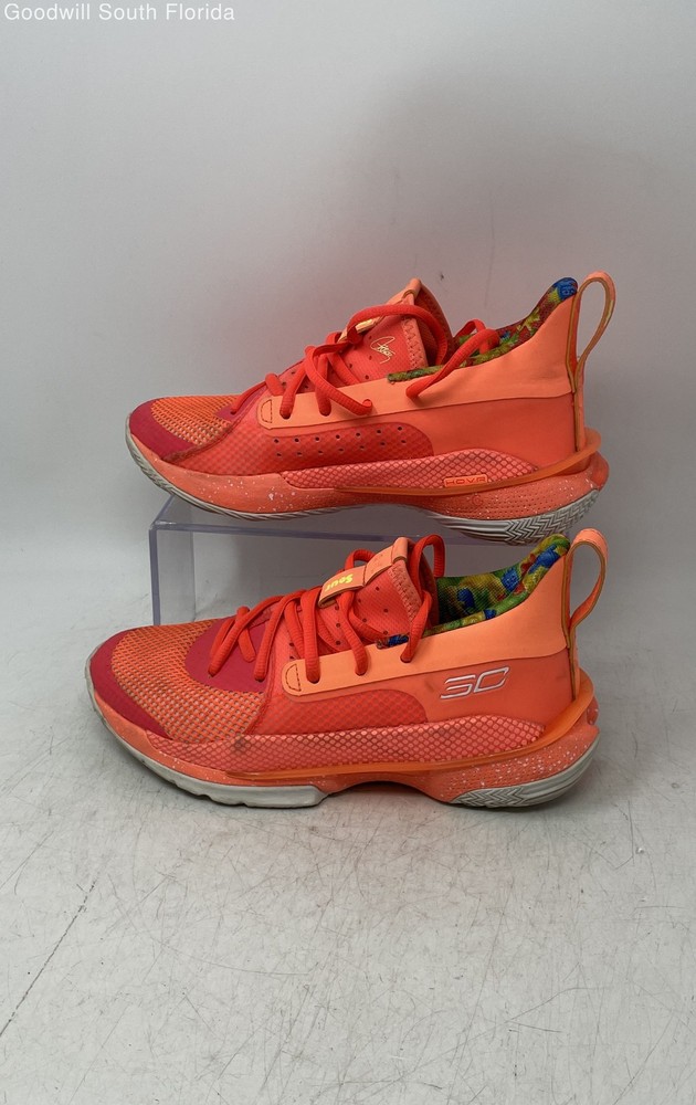 Under Armour Unisex Kids Curry 7 3022113-603 Orange Multicolor Sneaker Shoes 5Y