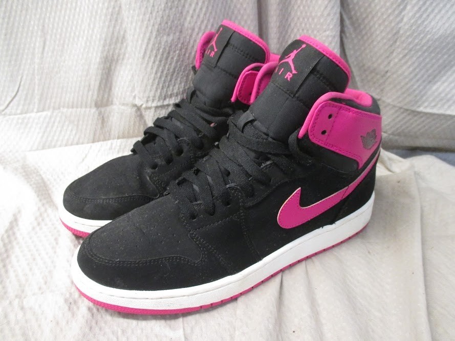 Jordan 1 Retro High Black Pink GS Sneakers Shoes 332148-008 | Youth Size 8.5Y
