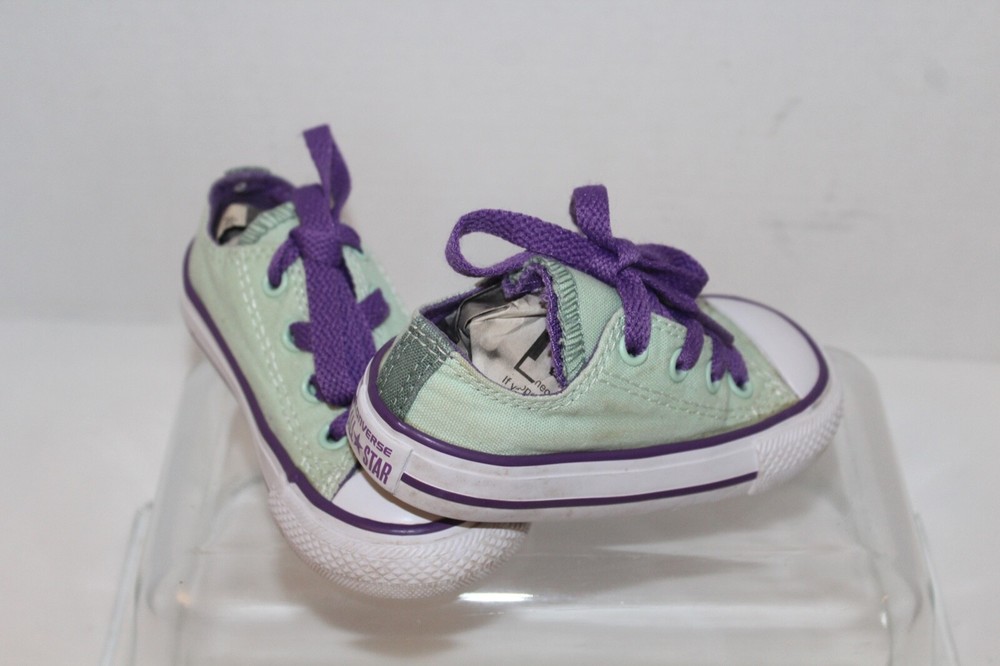 Converse All Star Ox Double Tongue Sneakers Green/Purple Size 5 kids/Toddlers