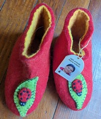 Nepal Wool Felted Lady bug Slippers for children kids