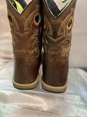 DAN POST Cowboy Buckaroo Square Toe Boots Size Youth 3.5 D Brown Leather Western