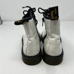 Dr. Martens 1460 J Combat Boots White Leather Lace Up Zip Unisex Kids US 4