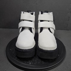 UGG Boots Kids Size 1 White Leather Hook & Loop Ankle Winter Lined 1148852K