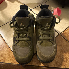 Jordan Air Jordan 4 Unisex Kids Low Top Lace-Up Green/Gray/Black Size 9.5