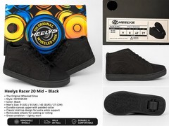 Heelys Racer 20 Mid Black Canvas Wheeled Sneakers Kids US 9 UK 8 EU 42