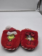 Grinch Slippers Kids Size 10 Red Plush Cindy Lou Who Mule House Christmas