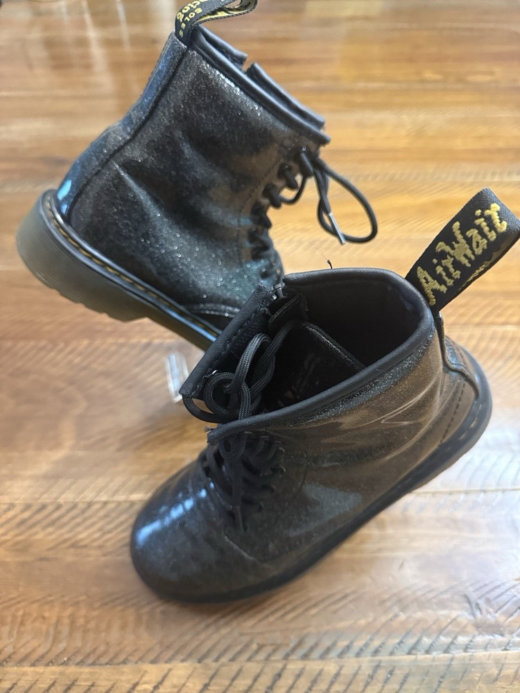 Dr. Martens 1460 Pascal Glitter boots Side Zip AirWair heel loop Black Size 5 W