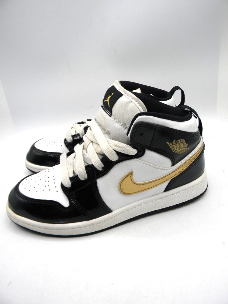 Nike Air Jordan Retro 1 Mid SE Black Gold BQ6932-007 Size EU 35 US 3Y
