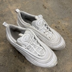 Nike Air Max 97 Triple White Metallic Silver Youth Shoes Sz 7Y (921522-104)