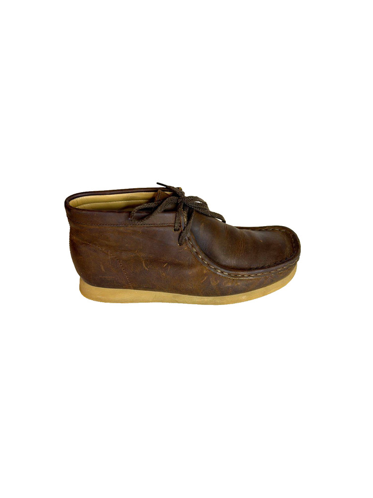 Clarks Originals Wallabee Beeswax Brown Leather Chukka Boots Kids Size 5 Wide