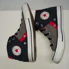 Chuck Taylor Converse All Star Size 4 Black Red Gray White High Tops Lace-Up