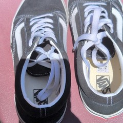 VANS Old Skool Black/White Canvas Low Top Lace-Up Sneakers Kids US 7 EU 39