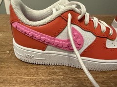 Nike Air Force 1 Low Top Leather Lace-Up Unisex Kids 1 Orange/White Pink