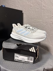 adidas UltraRun 5 J Gray White Mesh Low Top Sneaker US 3.5 Unisex Kids