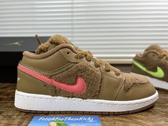 Air Jordan 1 Low GS Teddy Bear Driftwood Racer Blue Size 4Y