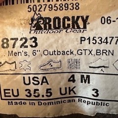 Rocky Outback GTX Brown Leather Waterproof Hiking Boots Kids Size 4M 8723