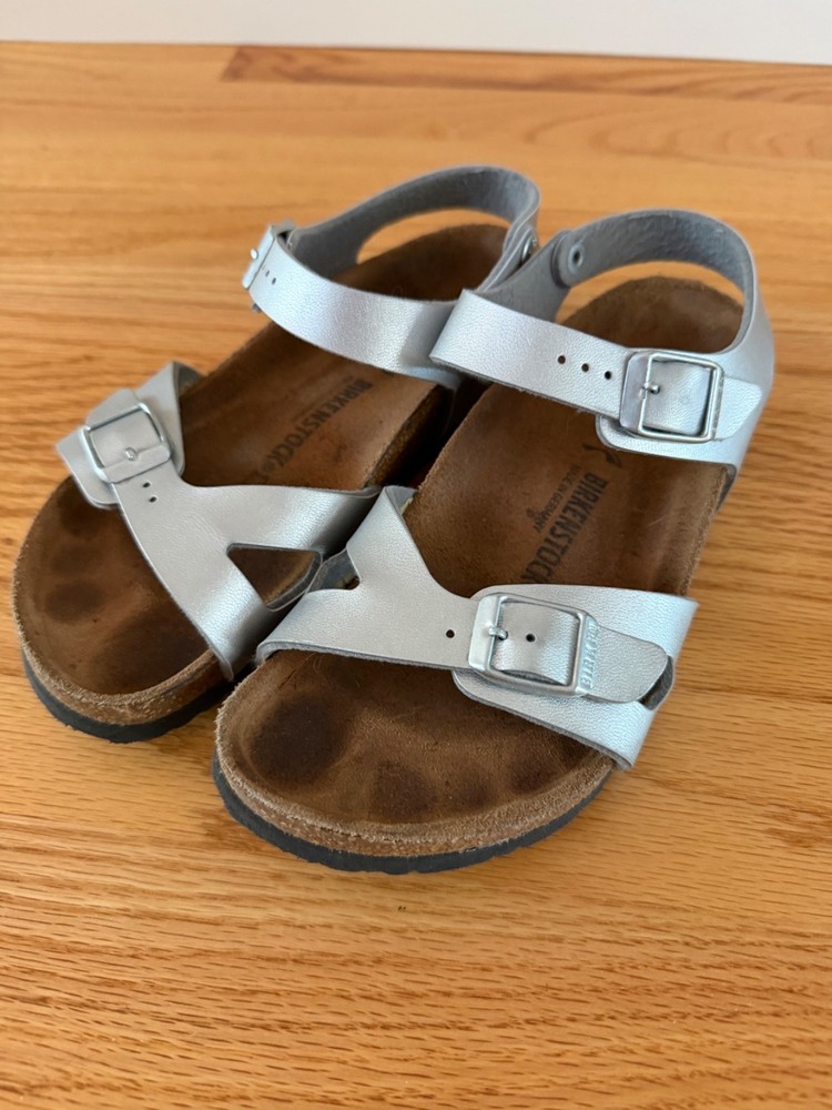 Birkenstock Rio leather sandals silver kids EU size 33 very good