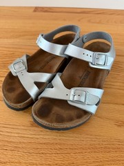 Birkenstock Rio leather sandals silver kids EU size 33 very good
