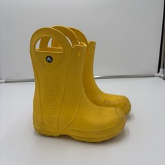Crocs Kids Youth Handle It Rain Boots Yellow Waterproof Pull On Rubber Size J 1