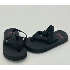 Sanuk Youth Black Slingback Flip Flops Sandals K7-8 Summer Beach Casual