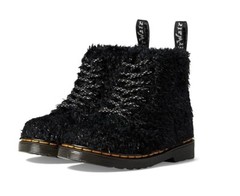 DR MARTENS 1460 PASCAL J BLACK TINSEL FUR BIG KIDS SIZE 2 BOOTS $120