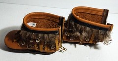 Gracious May Childs Leather Feather Fringe Boots–Size 5