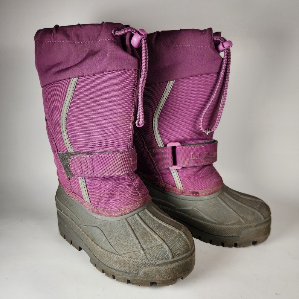 L.L. BEAN Kid Snow Boot Purple Felt Lining Winter Waterproof Size 10 Warm Shoes