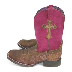 Ariat Boots Western Crossroads Cowboy Square Toe 10011892 Youth 2.5 Pink Suede