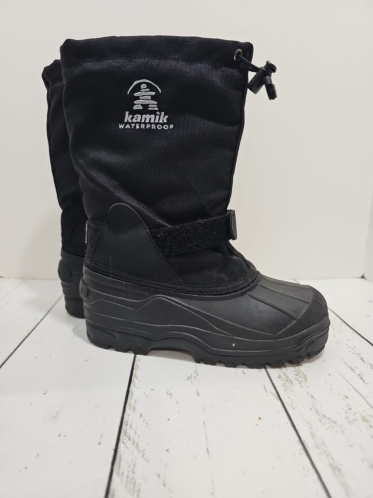 Kamik Rocket Waterproof Insulated Winter Snow Boots Sz 4 Black Lightweight