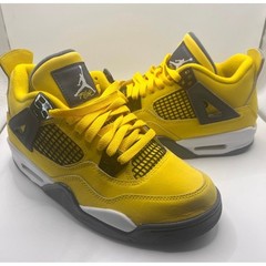 Jordan Kids 5.5Y Retro 4 Lightning Yellow Black White Sneakers Streetwear Style