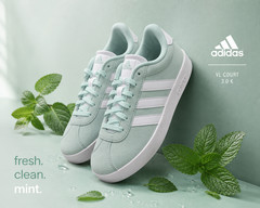 Adidas VL Court 3.0 K Mint Green White Kids Sneakers IH2406 US 4 Youth New